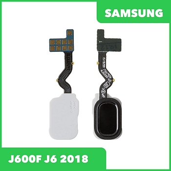Шлейф, FLC для телефона Samsung Galaxy J6 2018 (J600F) на кнопку HOME в сборе, черный